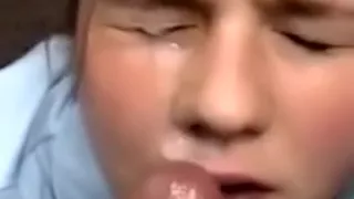 Youthful cute bitch takes my ally's 10-Pounder in her face hole and swallows goo