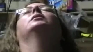 Slutty four-eyed large bewitching woman bitch has a loose fur pie which needs a big tool