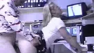 filthy old guy with breasty golden-haired