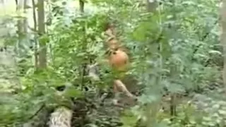 Cutie clothed as an indian sucks ding-dong in the woods