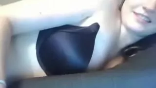 Brunette cuty presenting her tits and piercings