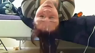 My girlfriend sucks a big fat dildo