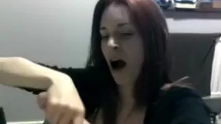 Shy girl in front of big cock, look her nice eyes (Camaster)