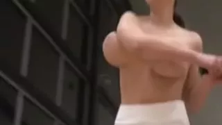 Babe with huge bosoms plays tennis