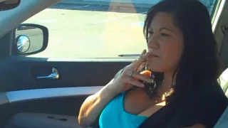 Christina Smoking VS120 in Car