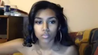 Dark skin immature oils her tits