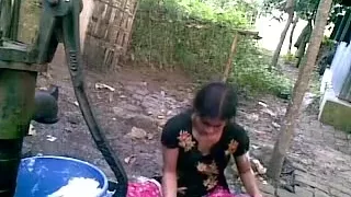 Bangla desi shameless village friend-Nupur bathing outdoor