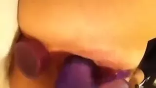 My little dirty slut of a wife is pleasuring herself while