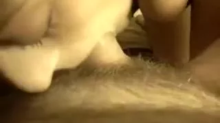 Amateur brunette bimbo is licking my pulsating wang