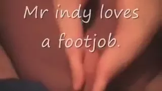 This POV amateur video shows my naughty darling jerking my large johnson with her beautiful soft feet.