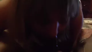 Amateur pov blowjob porn video shows a lusty blonde milf sucking my long black dick with immense pleasure.