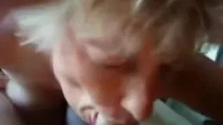 Amateur mature bitch gets facial after sucking my rod
