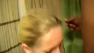 A quickie washroom oral-stimulation that ends with a facial