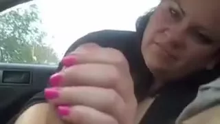 Some Other cook jerking in my car from the cum loving whore ally ..this babe likes cum