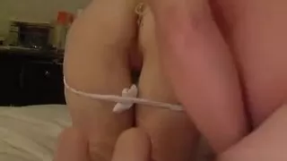 Having pleasure as instructed by our bull/donors cock-sock of cum