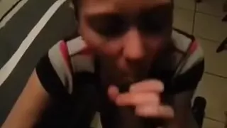 My girlfriend giving me a bj at a friends house with everyone downstairs!!