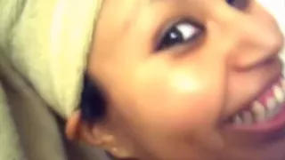 My wife trying to wash my thick cum out of her hair