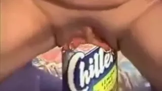 Squat fucking a 1 liter chiller glass