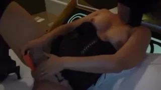 using her vibratoron her clitoris during the time that her benwa balls are inside her cunt