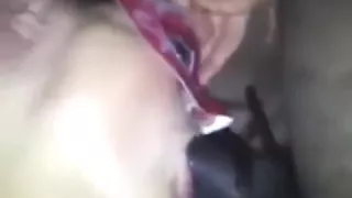 white gal with fake mounds blows a large darksome dick