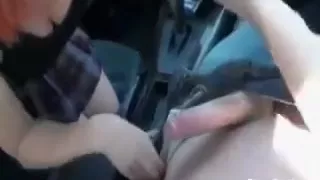Redhead getting plowed in the car
