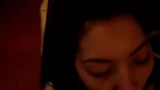 Wife licking my cum off her lolipop