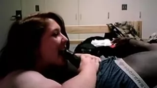 Bulky gal does not let him waste his darksome cum