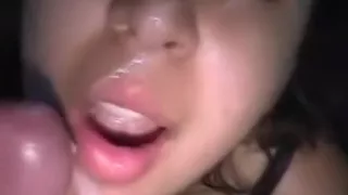 Non-Professional facial jizz flow 1653