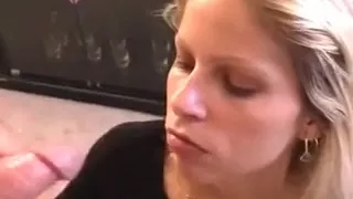 Bewitching golden-haired acquires a facial