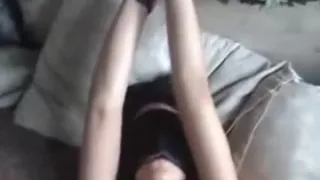 Blindfolded breasty knob paramour jiggling bazookas during sex