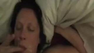 Cubby gobbling on a massive white ramrod