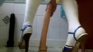 Vibrator being eaten taking it big