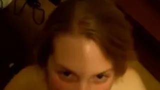 Nerdy college cutie blows him off well