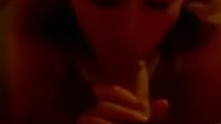 On her knees engulfing