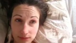 Unhappy hotty takes facial