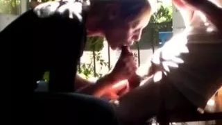 Quickie Blowjob Sex on the Porch Wife Blows Spouse