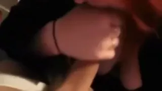 Redhead Sucks Cock And Strokes It Off On Her Big Tits