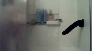 Meaghan, Husband And Big Black Dildo At The Bathroom