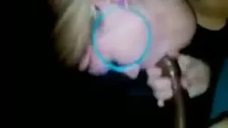 Blonde chick sucks the cum out of a BBC