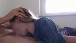 Lady sucks nice her lover's pecker