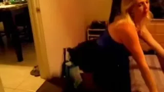 Wife in lingerie tan nylons and knee high boots