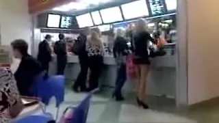 tiny mini skirt hot chick at mcdonald