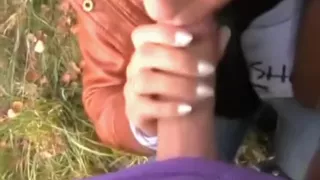 Blowjob in the nature goes by the plan
