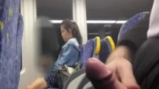 Chinese girl looking at my cock at the bus