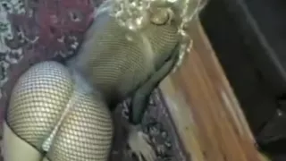 Showing my booty in fishnet dress