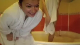 two lesbian girlfriends helping each other