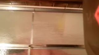 My wife having fun in the shower