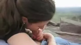 Hot and wet blowjob in the nature