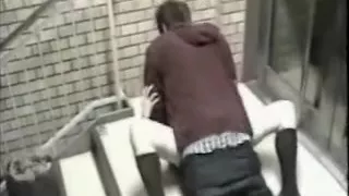 Couple fucks hard on the stairs