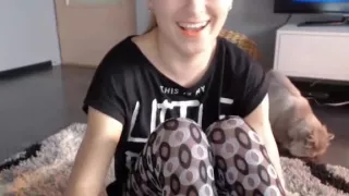 Showing off in nylon pantyhose